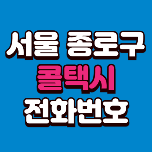 서울 종로구 콜택시 부르는 법 예약 전화번호 비용