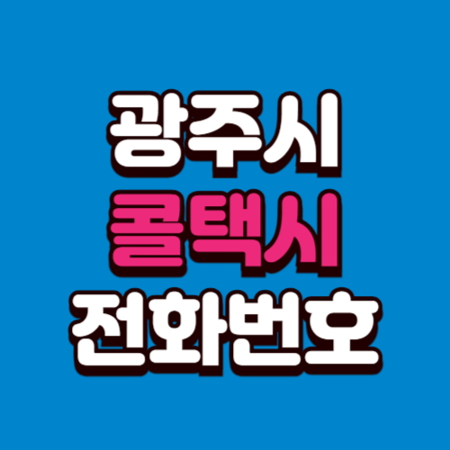 광주시 콜택시 비용 부르는 법 예약 전화번호