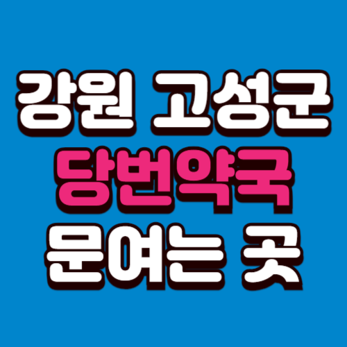 강원도 고성군 당번약국 일요일 문여는 약국 공휴일 토요일