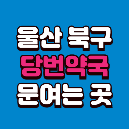 울산 북구 당번약국 일요일 공휴일 토요일 여는곳 찾기